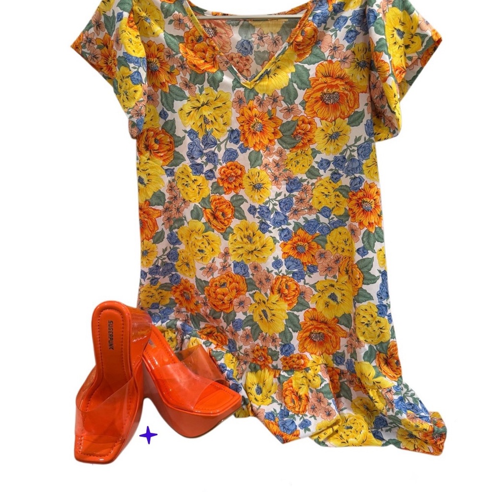 SHEIN Women’s Popping with Color Floral Dress Size Medium Shoes Available S10
